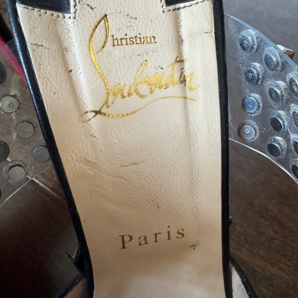 Christian Louboutin studded black and tan high heels - Picture 3 of 3